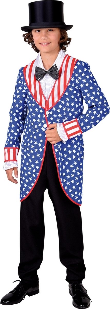 Landen Thema Kostuum | Slipjas Stars And Stripes Amerikaanse Verkiezingen Jongen | Maat 128 | Carnaval kostuum | Verkleedkleding